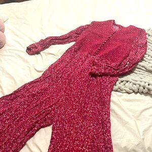 Vintage inspired floral print, wide leg, cropped romper